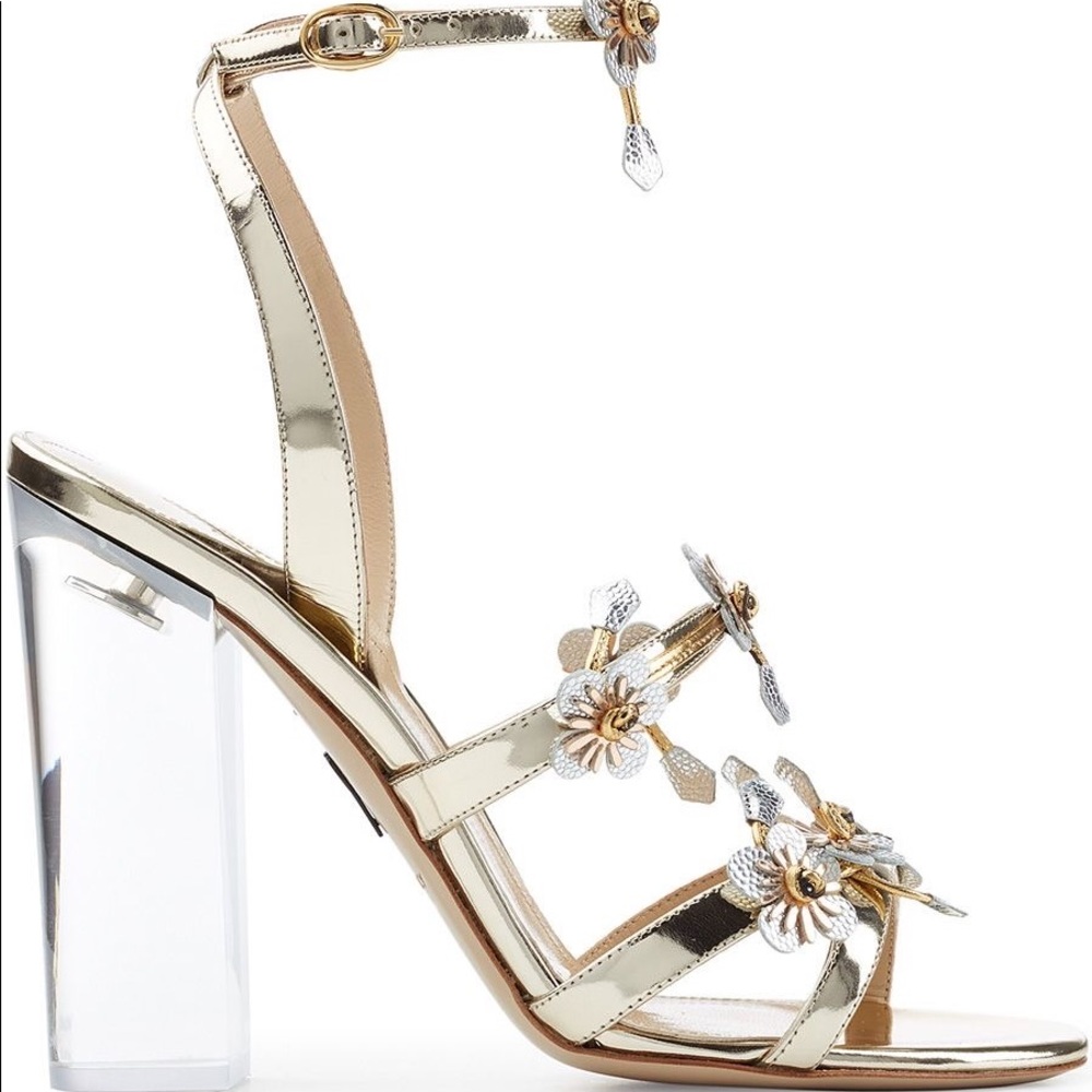Paul Andrew Gold and Silver Floral Heels